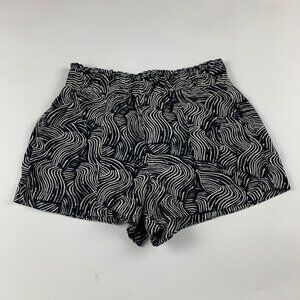 A New Day Black Printed Linen Blend High Rise Pull On Shorts XS